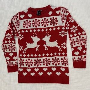 Red and White Reindeer Pattern Sweater